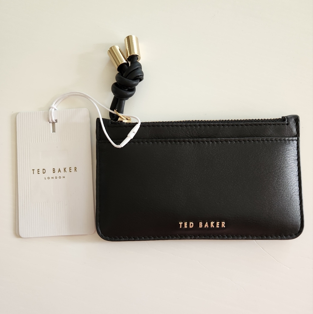 Ted Baker Leather Zip Card Holder | Black | | NWT